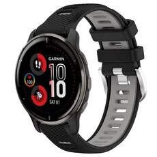 Per Garmin Venu 2 Plus 20mm Cinturino sportivo in silicone con fibbia in acciaio bicolore (nero + grigio)