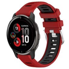 Per Garmin Venu 2 Plus 20mm Cinturino sportivo in silicone con fibbia in acciaio bicolore (rosso + nero)