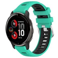 Per Garmin Venu 2 Plus 20mm Cinturino sportivo in silicone con fibbia in acciaio bicolore (blu lago + nero)