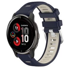 Per Garmin Venu 2 Plus 20mm Cinturino sportivo in silicone con fibbia in acciaio bicolore (blu notte + luce stellare)