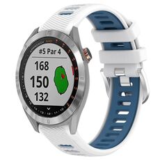 Per Garmin Approach S40 Cinturino sportivo in silicone con fibbia in acciaio bicolore da 20 mm (bianco + blu)