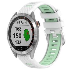 Per Garmin Approach S40 20mm Cinturino sportivo in silicone con fibbia in acciaio bicolore (bianco + verde acqua)