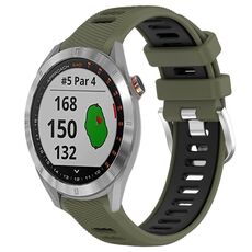Per Garmin Approach S40 20mm Cinturino sportivo in silicone con fibbia in acciaio bicolore (verde militare + nero)