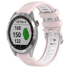 Per Garmin Approach S40 Cinturino sportivo in silicone con fibbia in acciaio bicolore da 20 mm (rosa + bianco)