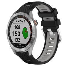Per Garmin Approach S40 20mm Cinturino sportivo in silicone con fibbia in acciaio bicolore (nero + grigio)