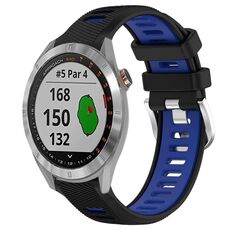 Per Garmin Approach S40 20mm Cinturino sportivo in silicone con fibbia in acciaio bicolore (nero + blu)