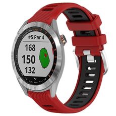 Per Garmin Approach S40 20mm Cinturino sportivo in silicone con fibbia in acciaio bicolore (rosso + nero)