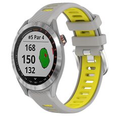 Per Garmin Approach S40 20mm Cinturino sportivo in silicone con fibbia in acciaio bicolore (grigio + giallo)