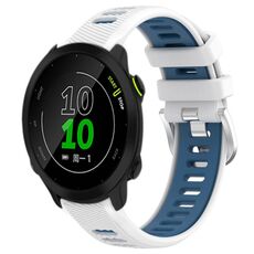 Per Garmin Forerunner 158 20mm Cinturino sportivo in silicone con fibbia in acciaio bicolore (bianco + blu)