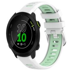 Per Garmin Forerunner 158 20mm Cinturino sportivo in silicone con fibbia in acciaio bicolore (bianco + verde acqua)