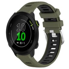 Per Garmin Forerunner 158 20mm Cinturino sportivo in silicone con fibbia in acciaio bicolore (verde militare + nero)