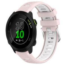 Per Garmin Forerunner 158 20mm Cinturino sportivo in silicone con fibbia in acciaio bicolore (rosa + bianco)