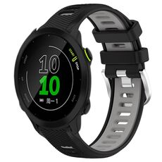 Per Garmin Forerunner 158 20mm Cinturino sportivo in silicone con fibbia in acciaio bicolore (nero + grigio)
