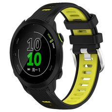 Per Garmin Forerunner 158 20mm Cinturino sportivo in silicone con fibbia in acciaio bicolore (nero + verde lime)