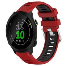 Per Garmin Forerunner 158 20mm Cinturino sportivo in silicone con fibbia in acciaio bicolore (rosso + nero)