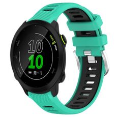 Per Garmin Forerunner 158 20mm Cinturino sportivo in silicone con fibbia in acciaio bicolore (lago blu + nero)
