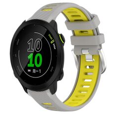 Per Garmin Forerunner 158 20mm Cinturino sportivo in silicone con fibbia in acciaio bicolore (grigio + giallo)