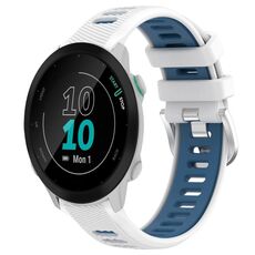Per Garmin Forerunner 55 20mm Cinturino sportivo in silicone con fibbia in acciaio bicolore (bianco + blu)