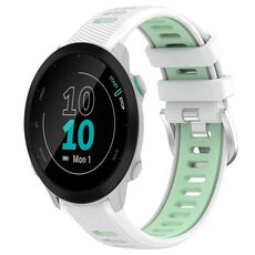 Per Garmin Forerunner 55 20mm Cinturino sportivo in silicone con fibbia in acciaio bicolore (bianco + verde acqua)