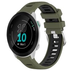 Per Garmin Forerunner 55 20mm Cinturino sportivo in silicone con fibbia in acciaio bicolore (verde militare + nero)