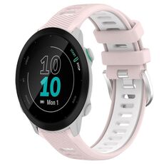 Per Garmin Forerunner 55 20mm Cinturino sportivo in silicone con fibbia in acciaio bicolore (rosa + bianco)