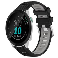 Per Garmin Forerunner 55 20mm Cinturino sportivo in silicone con fibbia in acciaio bicolore (nero + grigio)