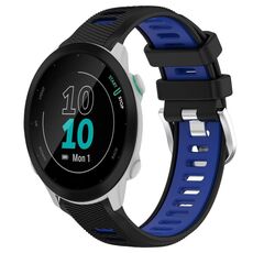 Per Garmin Forerunner 55 20mm Cinturino sportivo in silicone con fibbia in acciaio bicolore (nero + blu)
