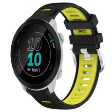 Per Garmin Forerunner 55 20mm Cinturino sportivo in silicone con fibbia in acciaio bicolore (nero + verde lime)