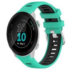 Per Garmin Forerunner 55 20mm Cinturino sportivo in silicone con fibbia in acciaio bicolore (lago blu + nero)