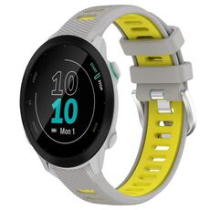 Per Garmin Forerunner 55 20mm Cinturino sportivo in silicone con fibbia in acciaio bicolore (grigio + giallo)
