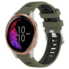 Per cinturino sportivo in silicone con fibbia in acciaio bicolore da 20 mm Garmin Venu (verde militare + nero)
