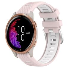 Per cinturino sportivo in silicone con fibbia in acciaio bicolore da 20 mm Garmin Venu (rosa + bianco)