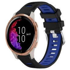Per cinturino sportivo in silicone con fibbia in acciaio bicolore da 20 mm Garmin Venu (nero + blu)