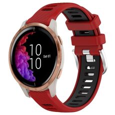 Per cinturino sportivo in silicone con fibbia in acciaio bicolore da 20 mm Garmin Venu (rosso + nero)