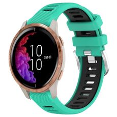 Per cinturino sportivo in silicone con fibbia in acciaio bicolore da 20 mm Garmin Venu (blu lago + nero)