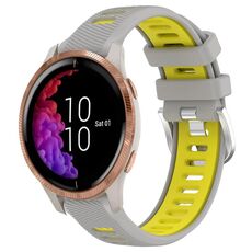 Per cinturino sportivo in silicone con fibbia in acciaio bicolore da 20 mm Garmin Venu (grigio + giallo)
