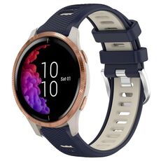 Per cinturino sportivo in silicone con fibbia in acciaio bicolore da 20 mm Garmin Venu (blu notte + luce stellare)