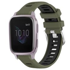Per Garmin Venu SQ 20mm Cinturino sportivo in silicone con fibbia in acciaio bicolore (verde militare + nero)
