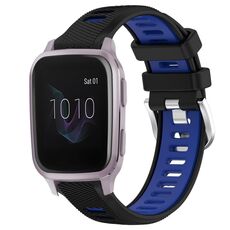 Per cinturino sportivo in silicone con fibbia in acciaio bicolore Garmin Venu SQ 20mm (nero + blu)
