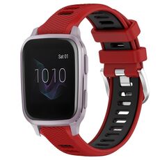 Per cinturino sportivo in silicone con fibbia in acciaio bicolore Garmin Venu SQ 20mm (rosso + nero)