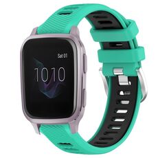 Per Garmin Venu SQ 20mm cinturino sportivo in silicone con fibbia in acciaio bicolore (blu lago + nero)