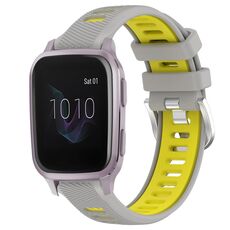 Per Garmin Venu SQ 20mm Cinturino sportivo in silicone con fibbia in acciaio bicolore (grigio + giallo)