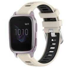 Per Garmin Venu SQ 20mm Cinturino sportivo in silicone con fibbia in acciaio bicolore (Starlight + nero)