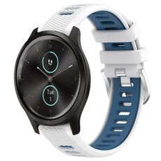Per Garmin VivoMove Style 20mm Cinturino sportivo in silicone con fibbia in acciaio bicolore (bianco + blu)