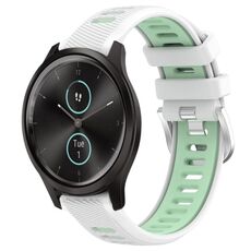 Per Garmin VivoMove Style 20mm Cinturino sportivo in silicone con fibbia in acciaio bicolore (bianco + verde acqua)