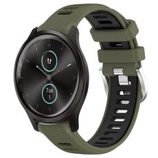 Per Garmin VivoMove Style 20mm Cinturino sportivo in silicone con fibbia in acciaio bicolore (verde militare + nero)