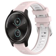 Per Garmin VivoMove Style 20mm Cinturino sportivo in silicone con fibbia in acciaio bicolore (rosa + bianco)