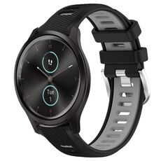 Per Garmin VivoMove Style 20mm Cinturino sportivo in silicone con fibbia in acciaio bicolore (nero + grigio)