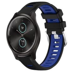 Per Garmin VivoMove Style 20mm Cinturino sportivo in silicone con fibbia in acciaio bicolore (nero + blu)