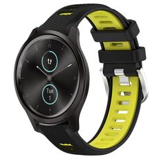 Per Garmin VivoMove Style 20mm Cinturino sportivo in silicone con fibbia in acciaio bicolore (nero + verde lime)